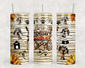 Better With A Dog Printed Canvas Zipper Bag