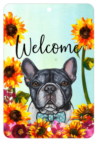 French Bulldog Black/White - HHS Welcome Indoor/Outdoor Aluminum Sign