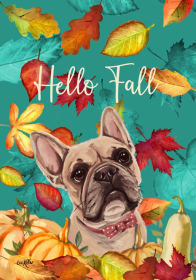 French Bulldog -  Hippie Hound Studios Fall Garden Flag