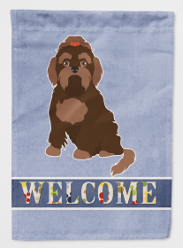 Brown Russian Tsvetnaya Bolonka Lap Dog  Welcome Flag Canvas House Size