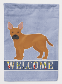 Tan French Bulldog Pit Bull Mix Welcome Flag Canvas House Size