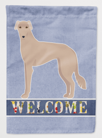 Tan Longdog Welcome Flag Canvas House Size