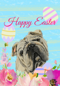 English Bull Dog - Hippie Hound Studios Easter  House and Garden Flags (size: House 28" x 40")