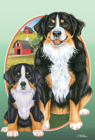Bernese Mountain Dog -  Best of Breed On The Farm Outdoor Flag (size: Garden 12" x 17")