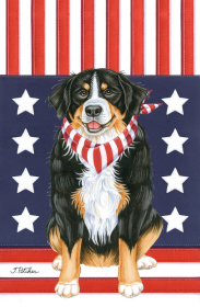 Bernese Mountain Dog -  Tomoyo Pitcher Patriot Outdoor Flag (size: House 28" x 40")
