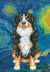 Bernese Mountain Dog -  Tomoyo Pitcher Van Gogh Outdoor Flag (size: Garden 12" x 17")