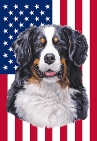 Bernese Mountain Dog - Best of Breed American Flags House and Garden Size (size: Garden 12" x 17")
