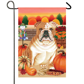 Bulldog - Best of Breed Autumn Harvest Garden Flag .. (size: House 28" x 40")