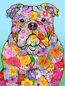 Bulldog - Tomoyo Pitcher Flowers Garden Flag .. (size: House 28" x 40")