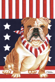 Bulldog - Tomoyo Pitcher Patriot Garden Flag .. (size: House 28" x 40")