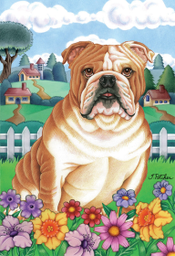 Bulldog - Tomoyo Pitcher Spring Garden Flag .. (size: House 28" x 40")