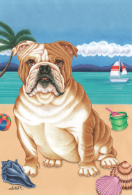 Bulldog - Tomoyo Pitcher Summer Beach Garden Flag .. (size: House 28" x 40")