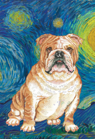 Bulldog - Tomoyo Pitcher Van Gogh Garden Flag .. (size: Garden 12" x 17")