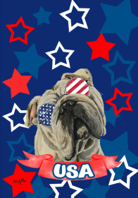 English Bull Dog - Hippie Hound Studios Patriotic  House and Garden Flags (size: Garden 12" x 17")