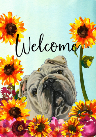English Bull Dog - Hippie Hound Studios Welcome  House and Garden Flags (size: House 28" x 40")