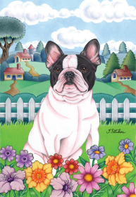 French Bulldog - Tomoyo Pitcher Spring Garden Flag (size: House 28" x 40")