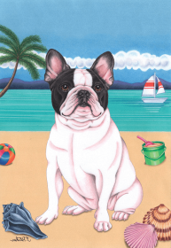 French Bulldog - Tomoyo Pitcher Summer Beach Garden Flag (size: Garden 12" x 17")
