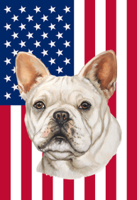 French Bulldog Cream - Best of Breed American Flags House and Garden Size (size: Garden 12" x 17")