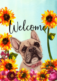 French Bulldog Cream - Hippie Hound Studios Welcome  House and Garden Flags (size: House 28" x 40")