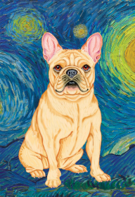 French Bulldog Cream - Tomoyo Pitcher Van Gogh Outdoor Flag (size: House 28" x 40")