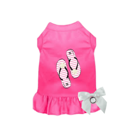 My Favorite Fuzzy Flip Flops Dog Dress (Color: pink, size: X Large)