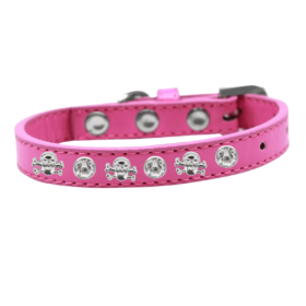Skull Studded Collar (Color: pink, size: 20")