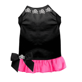Skull Studded Dress (Color: Black with Pink Bottom, size: medium)
