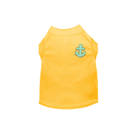 Chenille Embroidered Anchor Dog Shirt (Color: yellow, size: small)
