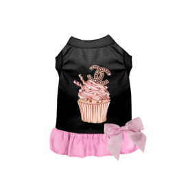 Chewnel Cupcake Dress (Color: Black with Pink Bottom, size: X Small)