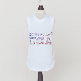 Born in the USA (Color: White (Tank Top), size: small)