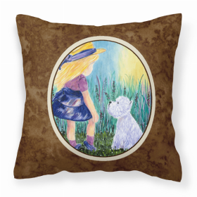 Dog Portrait/Landscape Painting Fabric Decorative Pillow (size: 14 x 14)