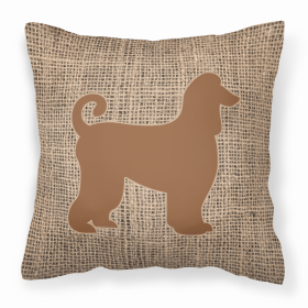 Dog Breed Burlap Fabric Decorative Pillow (Color: Afghan Hound Brown, size: 18 x 18)
