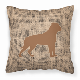 Dog Breed Burlap Fabric Decorative Pillow (Color: Rottweiler Brown, size: 18 x 18)