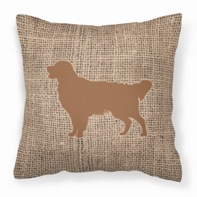 Dog Breed Burlap Fabric Decorative Pillow (Color: Golden Retriever Brown, size: 18 x 18)