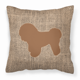 Dog Breed Burlap Fabric Decorative Pillow (Color: Bichon Frise Brown, size: 18 x 18)