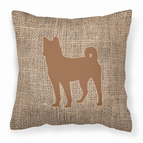 Dog Breed Burlap Fabric Decorative Pillow (Color: Basenji Brown, size: 18 x 18)