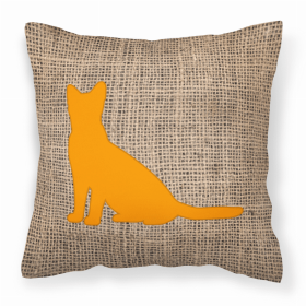 Dog Breed Burlap Fabric Decorative Pillow (Color: Cat Orange, size: 18 x 18)