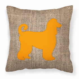 Dog Silhouette Burlap Fabric Decorative Pillow (Color: Orange, size: 14 x 14)