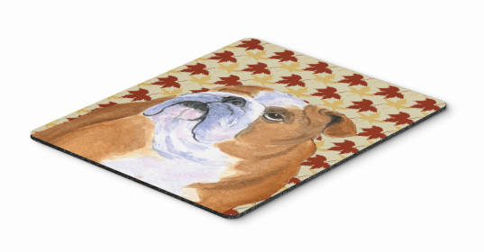 Bulldog English Fall Leaves Portrait Mouse Pad, Hot Pad or Trivet (Color: SS4365MP, size: 9.5 x 8)