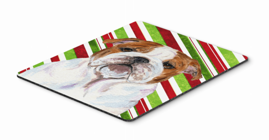 Bulldog English Candy Cane Holiday Christmas Mouse Pad, Hot Pad or Trivet (Color: SS4553MP, size: 9.5 x 8)