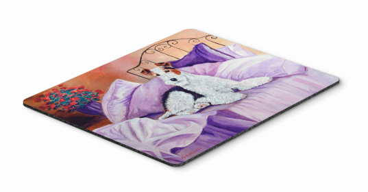 Dog Breed Themed Mouse Pad, Hot Pad or Trivet (Color: Fox Terrier Waiting on Mom, size: 9.5 x 8)