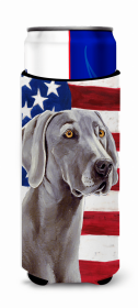 USA American Flag with Dog Ultra Hugger for slim cans (size: 4 x 6.5)