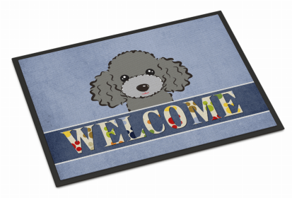 Dog Breed Themed Welcome Indoor or Outdoor Mat (Color: Black Labrador Spoiled Dog Lives Here, size: 27 x 18)