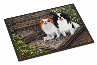 Dog Breed Themed Indoor or Outdoor Mat (Color: Japanese Chin 1, size: 36 x 24)