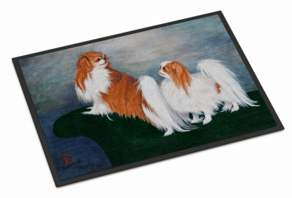 Dog Breed Themed Indoor or Outdoor Mat (Color: Japanese Chin 6, size: 27 x 18)