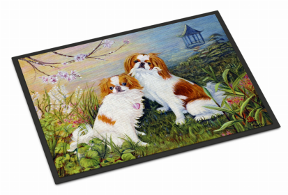 Dog Breed Themed Indoor or Outdoor Mat (Color: Japanese Chin, size: 27 x 18)