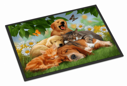 Sleepy Head Dogs Mat (Color: Golden Retriever, Labrador and Basset Hound Sleepy Heads, size: 27 x 18)
