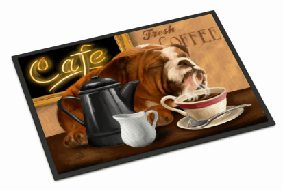 English Bulldog Morning Coffee Mat (Color: English Bulldog Morning Coffee, size: 27 x 18)