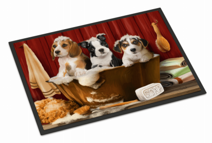 Dogs in the Tub Mat (Color: Beagle, Boston Terrier and Jack Russel in the Tub, size: 36 x 24)