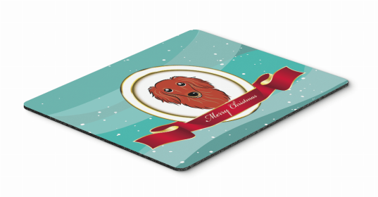 Dog Breed Merry Christmas Mouse Pad, Hot Pad or Trivet (Color: Dachshund - Longhair - Red, size: 9.5 x 8)